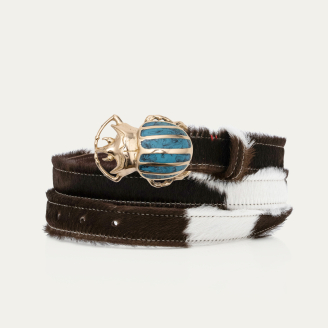 Baby Ceinture Cuir Rodeo Scarabée Turquoise Doré