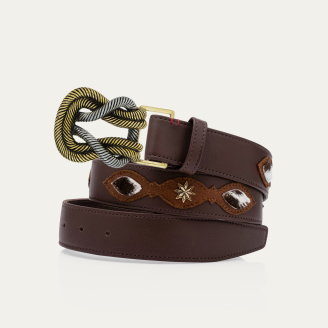 Patchwork Leather Rodeo Silver Gold Mixed Knot Belt