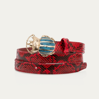 Baby Ceinture Python Rubis Scarabée Turquoise Doré