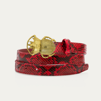 Baby Ceinture Python Rubis Scarabée Dorée