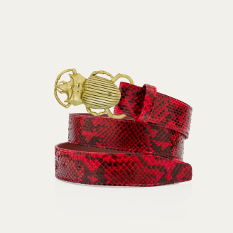 Ceinture Python Rubis Scarabée Dorée