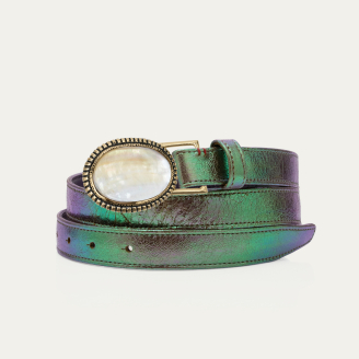 Baby Ceinture Cuir Lune Dallas Or et Nacre