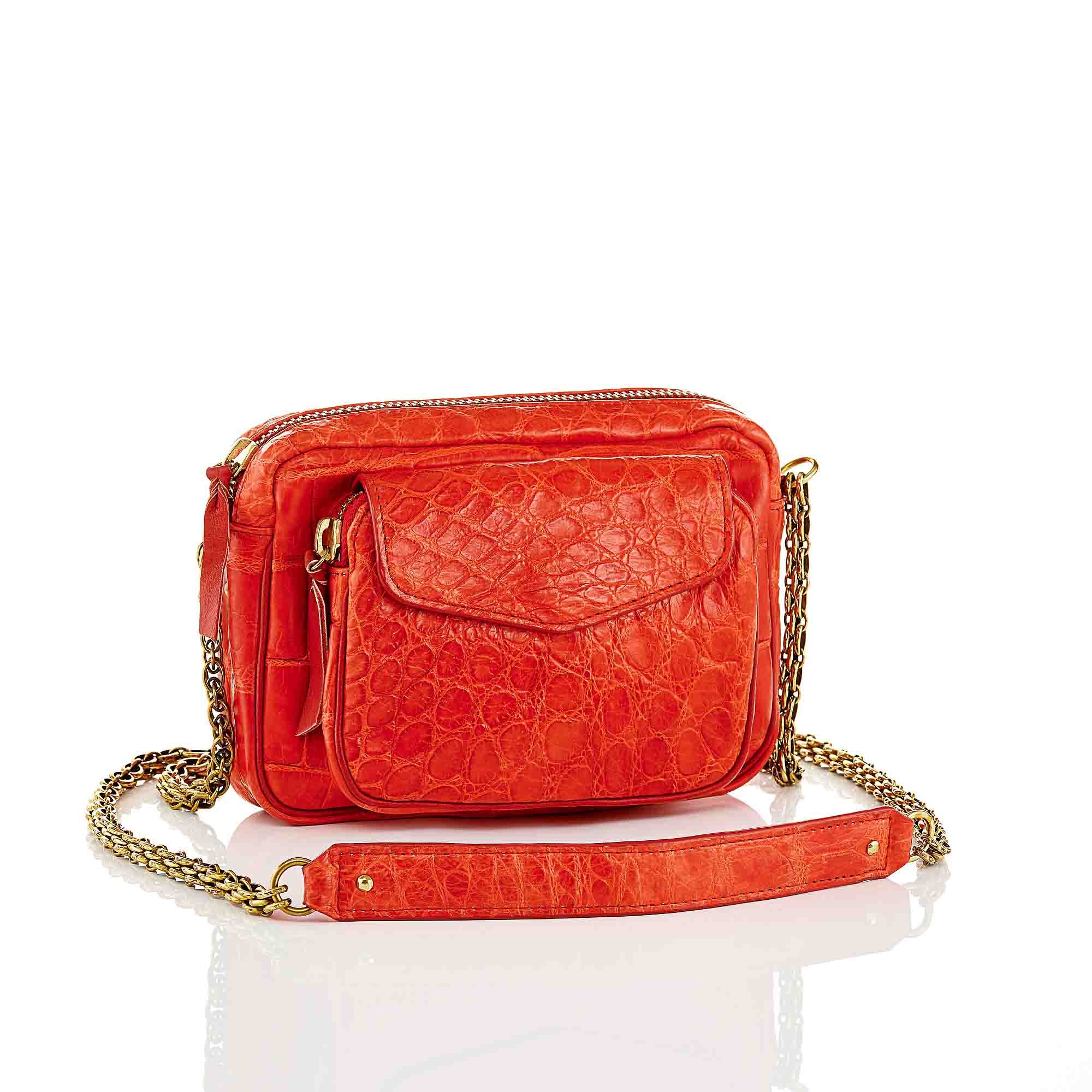 red bag with gold chain