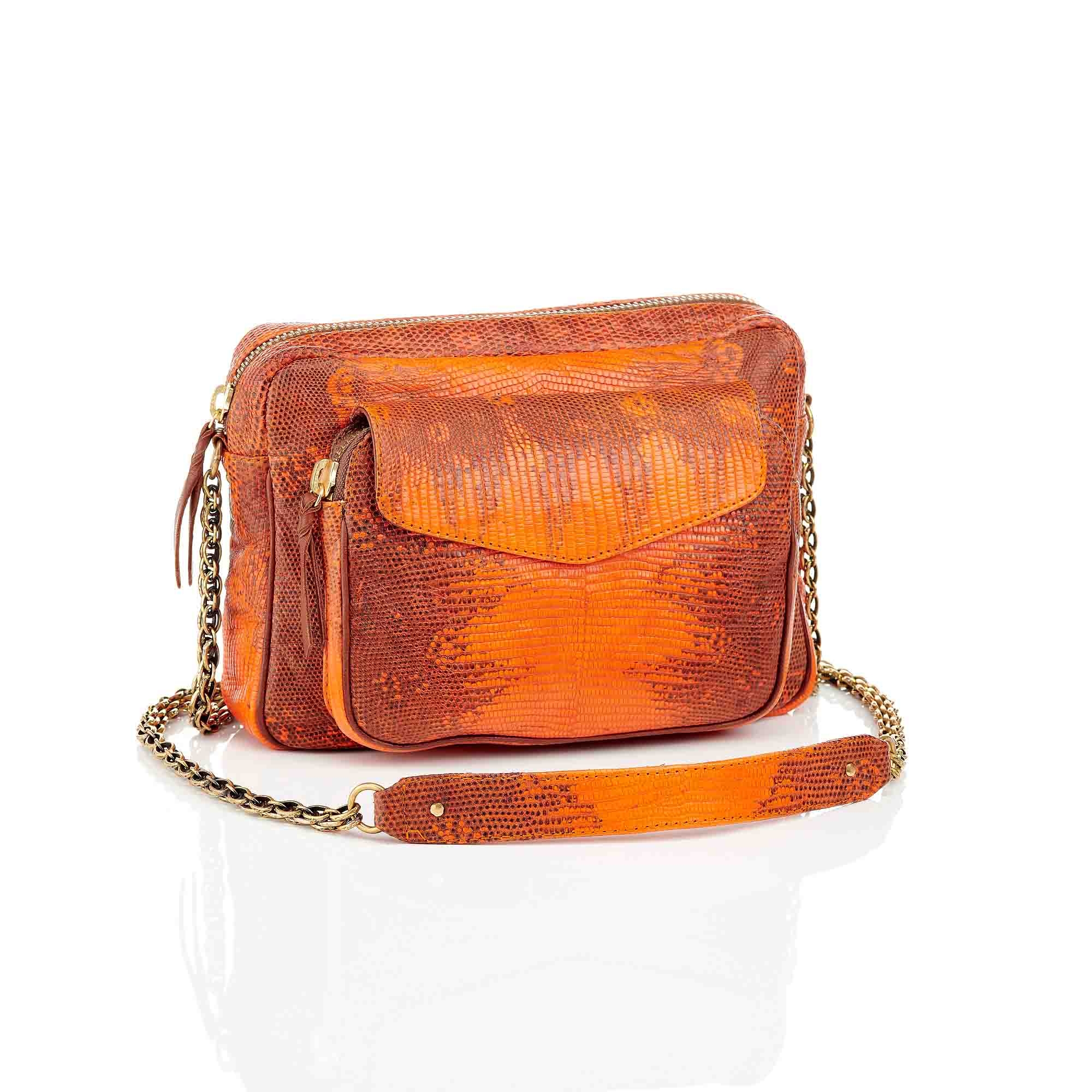 orange chain bag