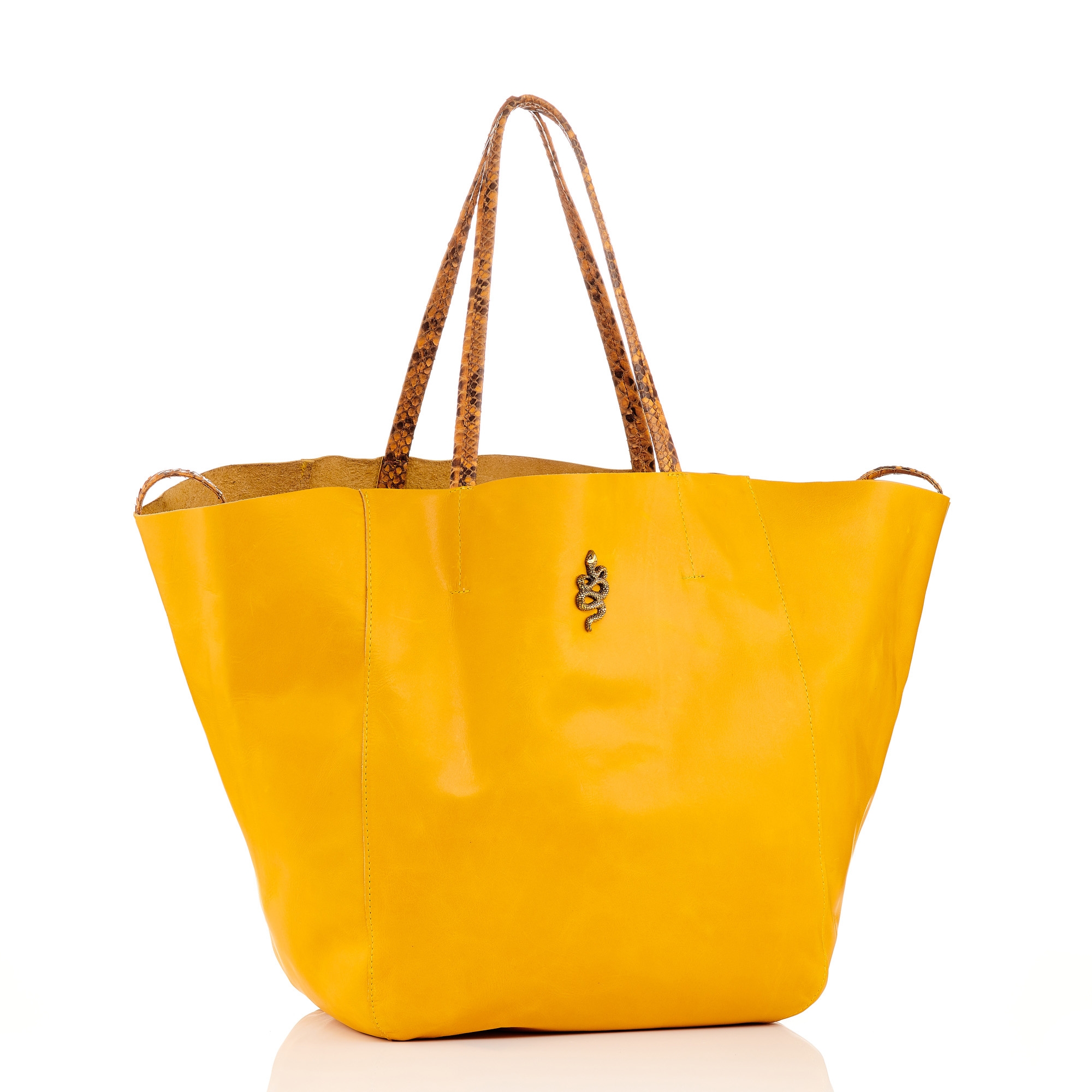 yellow leather tote